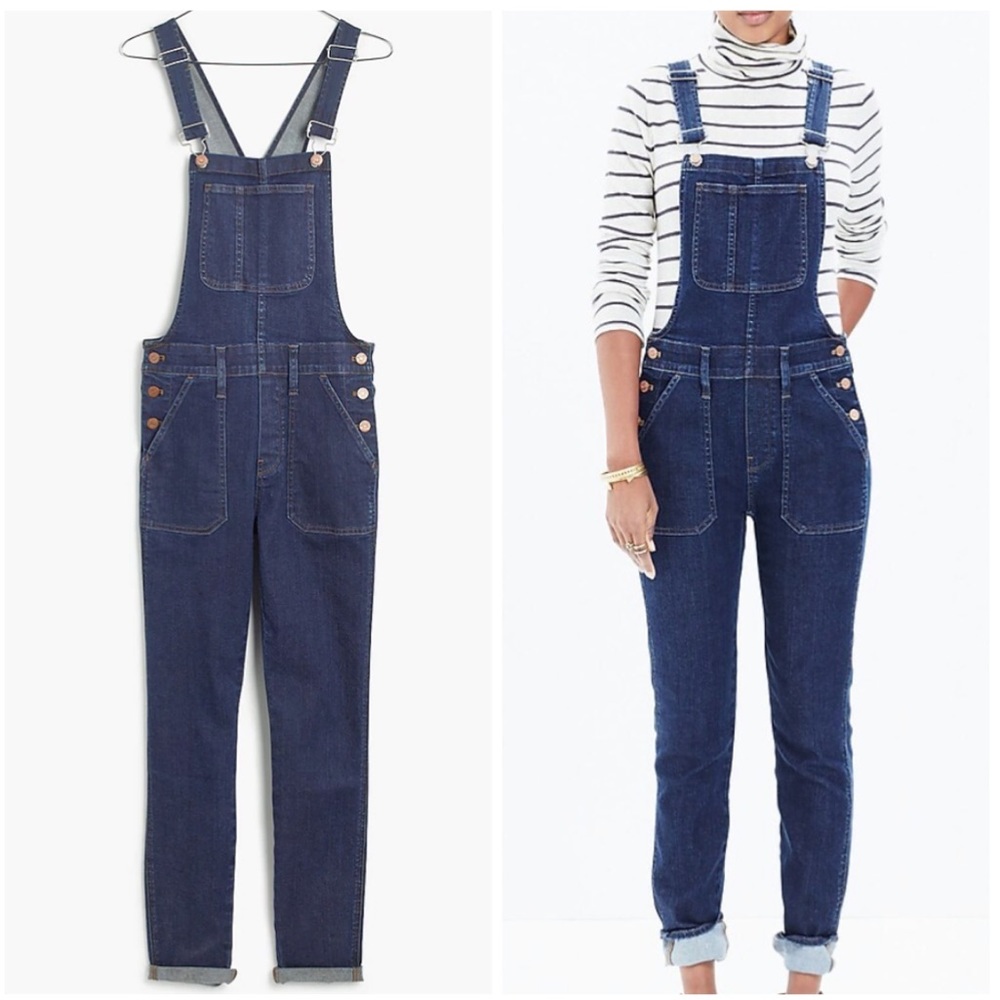 Madewell Skinny Overalls Blue Denim Judd Dark Wash Stretch